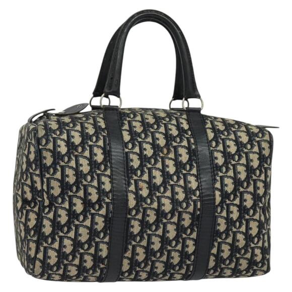DIOR Trotter Canvas Boston Bag Navy Silver - Picture 1 of 12